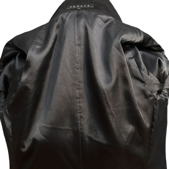 Theory Luxury Black Wool Angora Cashmere Double Breasted Coat S USA Early Y2K - Picture 10 of 11